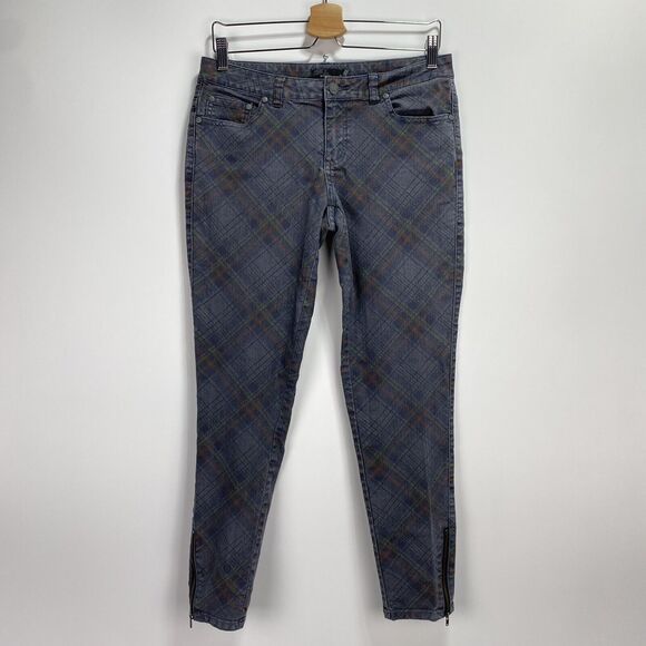 prAna Denim - prAna Breathe Womens Size 8 Skinny Jeans Gray Plaid Ankle Zipper Stretch Casual